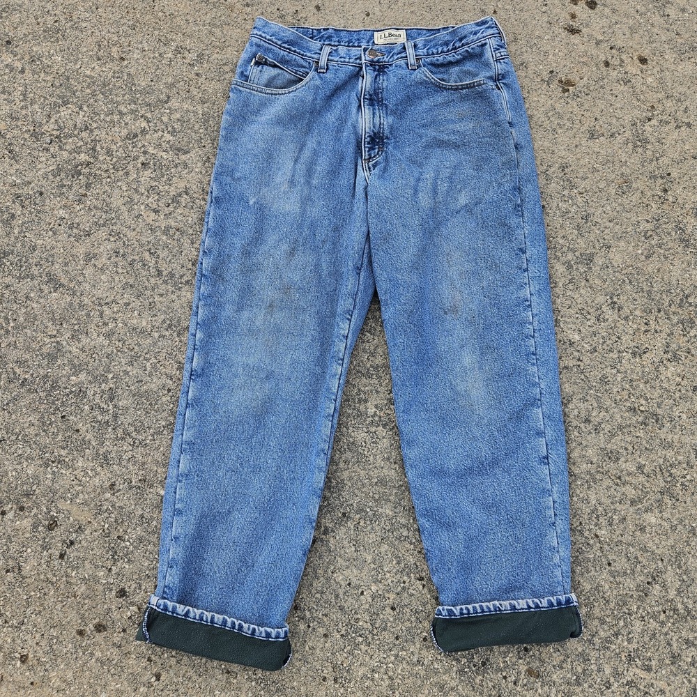 LL Bean Lined Jeans Mens 36x32 Double L Fleece Lined Classic Straight Denim